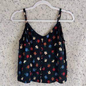 Madewell Women’s Black Floral Crop Tank Top